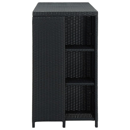 Mesa Bar Estante Almacenaje 120x60x110cm Ratán Sintético Negro_1