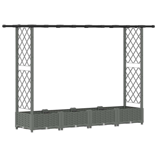 Cama Elevada Con Trellis Y Techo Gris Claro 203 X 40 X 121 Cm_0