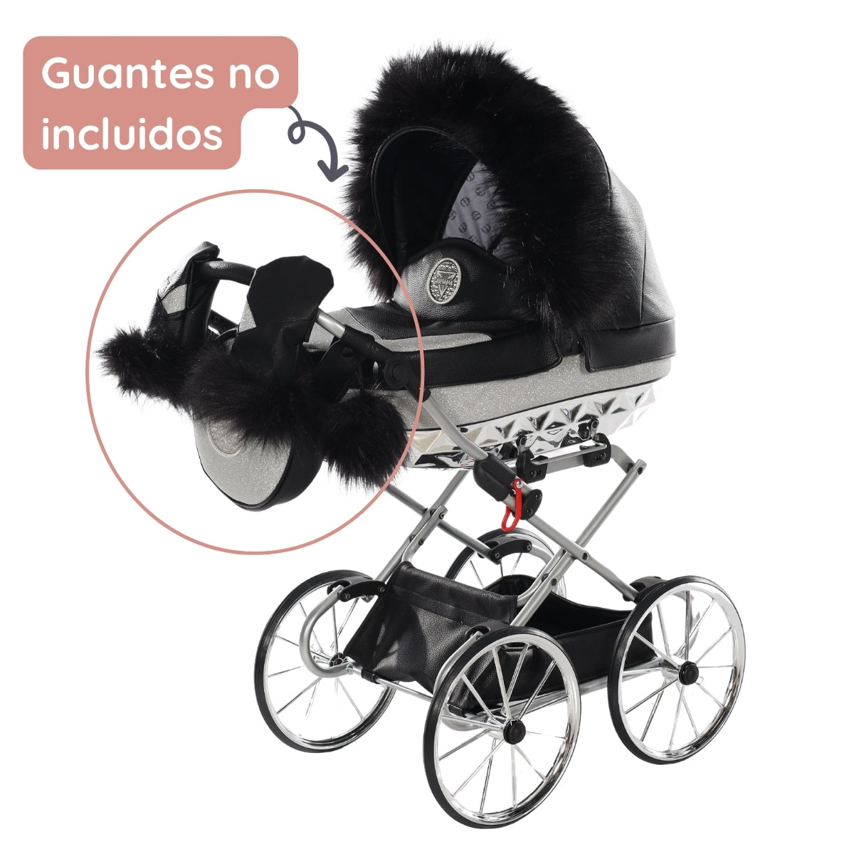 Carro De Muñecas Hand Craft Glitter Satin Classic Black / Silver_5