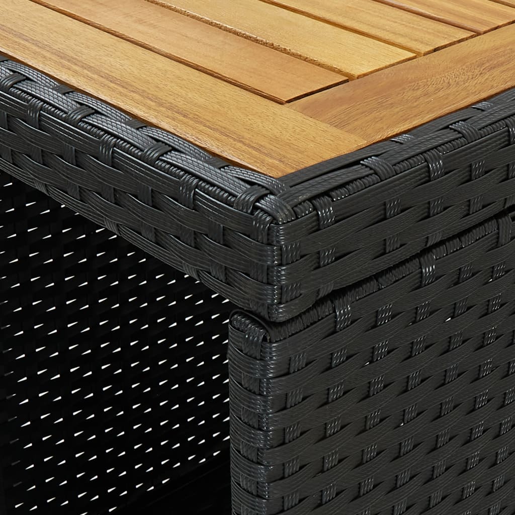 Mesa Bar Estante Almacenaje 120x60x110 Cm Ratán Sintético Negro_4