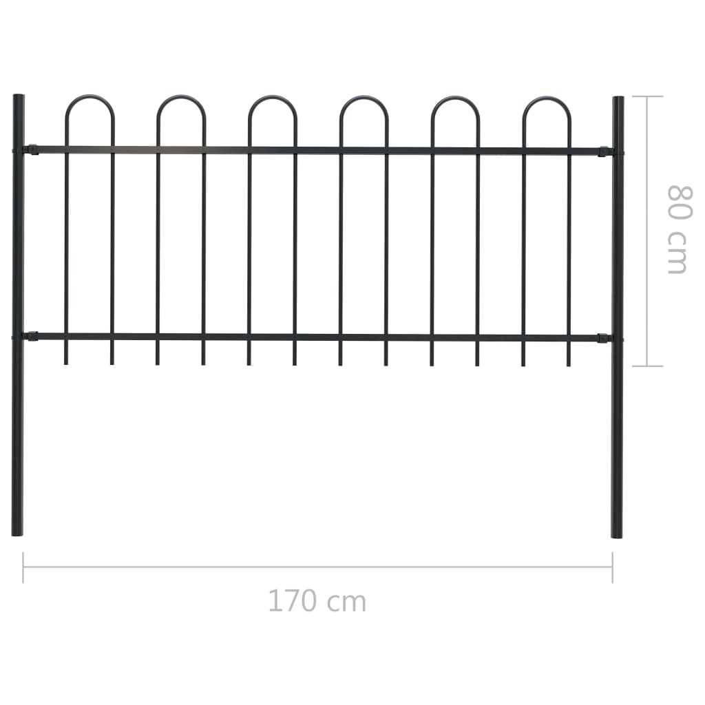 Valla De Jardín Con Puntas De Aro Acero Negro 1,7 M / Vetonek_4