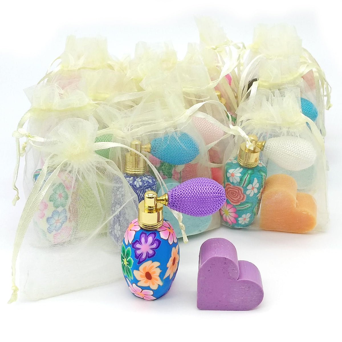 Detalle Invitados: Perfumero De Tocador Y Jabón Arómatico En Bolsa De Organza - Regalo Para Eventos - 1 Unidad_0