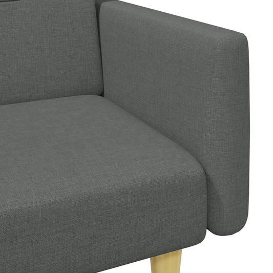 Sofá Cama De 2 Plazas Con Taburete Tela Gris Oscuro / Vetonek_0