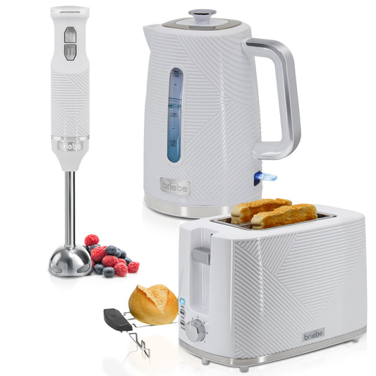 Briebe Elegance Set Tostadora Pan 2 Rebanadas + Hervidor Agua Eléctrico Inalámbrico + Batidora De Mano_0