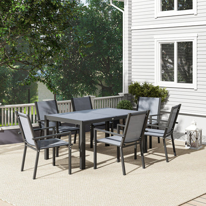 Outsunny Conjunto De Mesa Y Sillas Jardín De 7 Piezas Con Sillas Apilables Gris_3