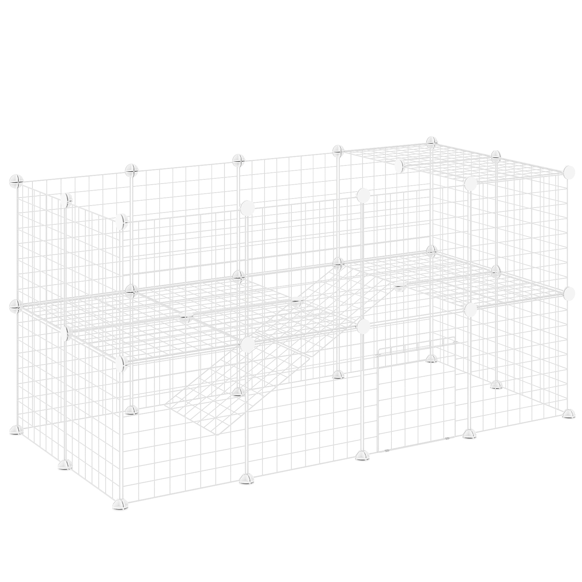 Pawhut Jaula Para Animales Pequeños Forma Personalizable 146x73x73 Cm Blanco_0