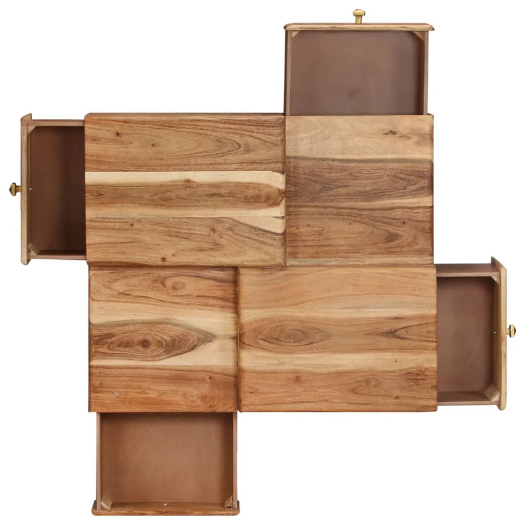 Mesa De Centro De Madera Maciza De Acacia 70x60x42 Cm_3