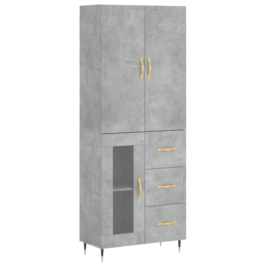 Aparador Alto Madera Contrachapada Gris Hormigón 69,5x34x180 Cm_1