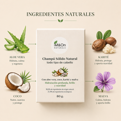 Champú Sólido Natural Para Cabello Normal 80 G | Nutrición Y Brillo | M&on Naturals_1