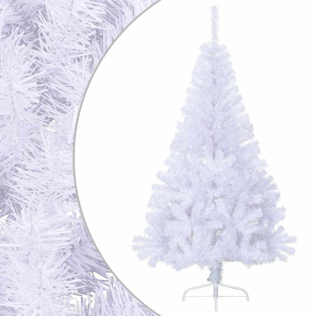 Vidaxl Medio Árbol De Navidad Artificial Con Soporte Pvc Blanco 150 Cm_0
