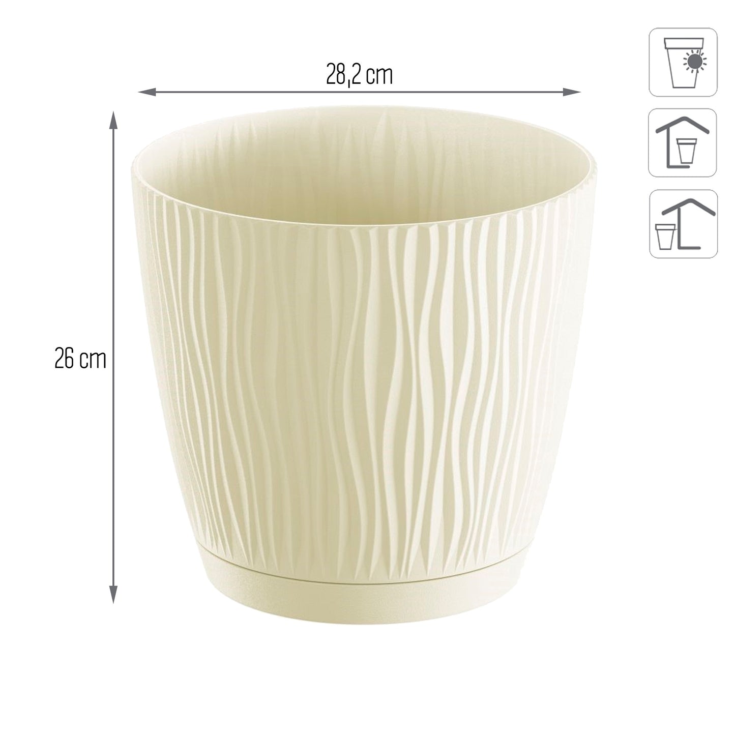 Maceta Sandy P, Dimensiones (mm) 282x282x260, Color Crema