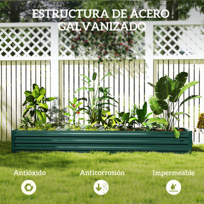 Outsunny Jardinera Exterior Grande Rectangular De Acero Galvanizado_4