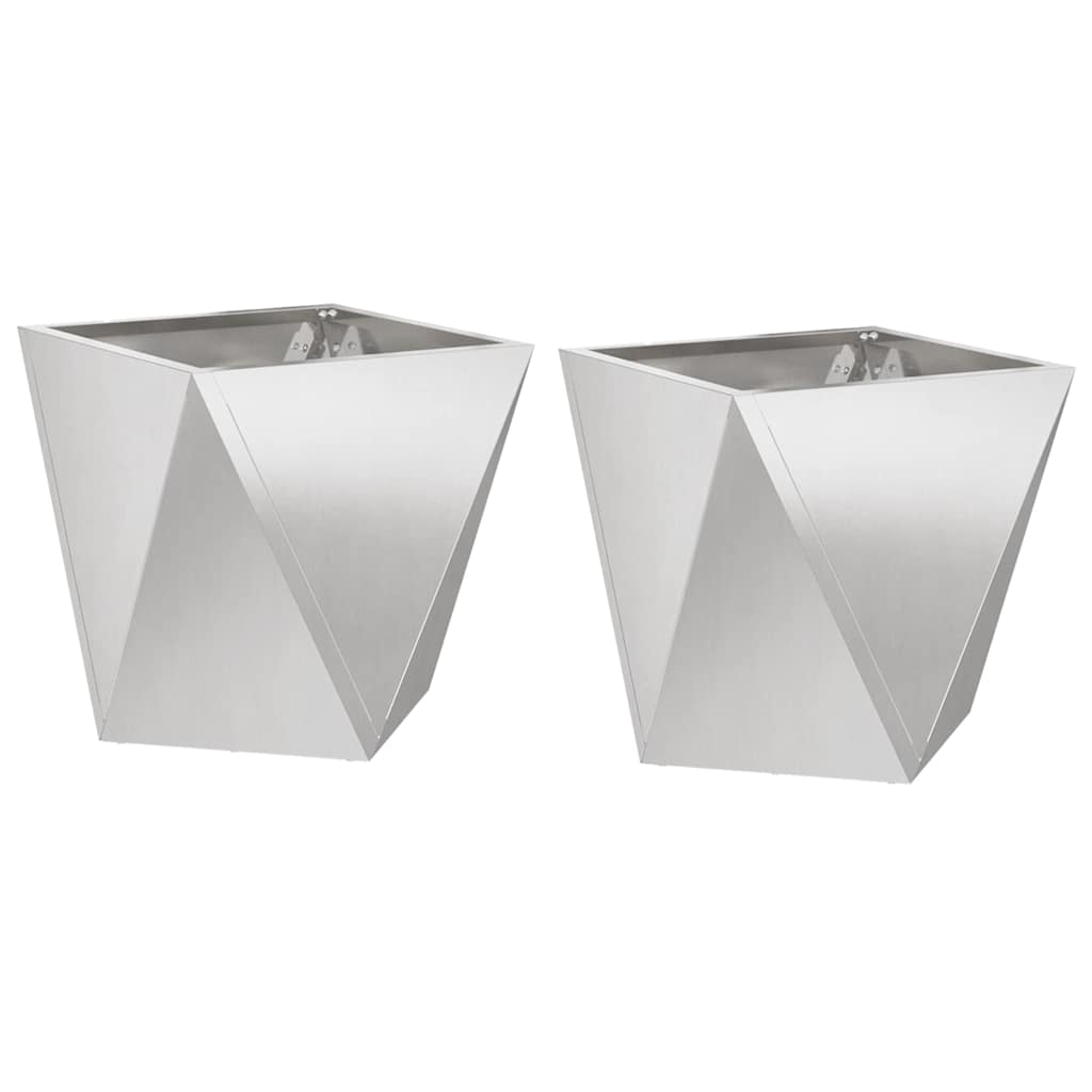 Jardinera 2 Pcs Plateado 30 X 30 X 30 Cm Acero Inoxidable_0