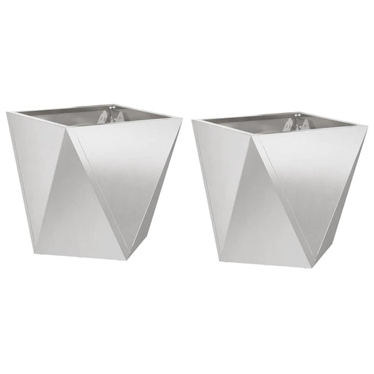 Jardinera 2 Pcs Plateado 30 X 30 X 30 Cm Acero Inoxidable_0