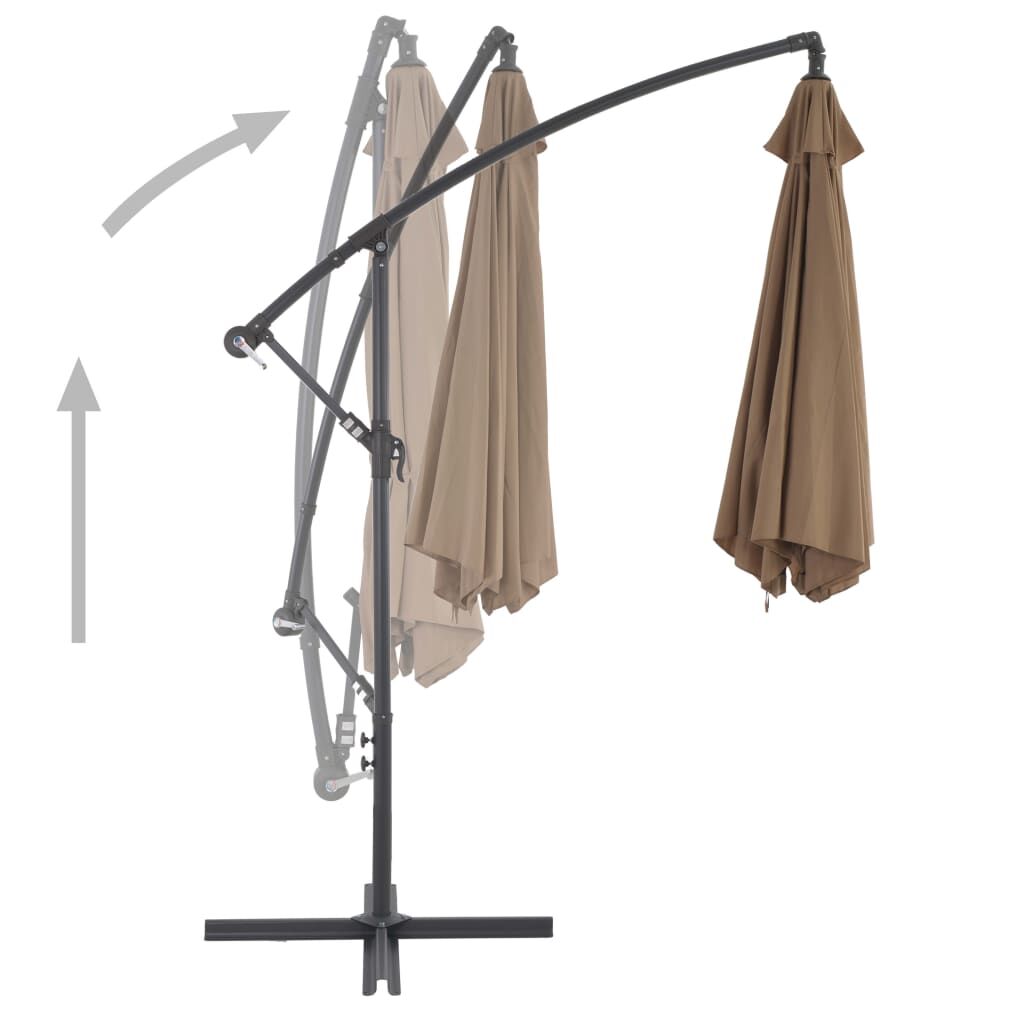 Vidaxl Sombrilla Voladiza Con Poste De Aluminio Gris Taupe 300 Cm_3