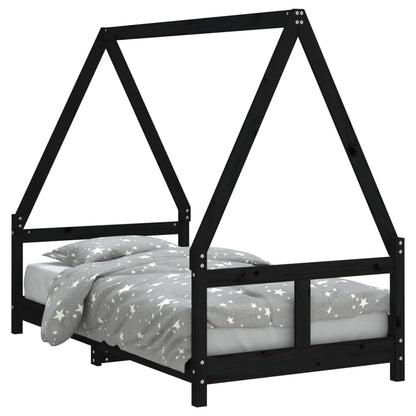 Estructura De Cama Para Niños Madera De Pino Negro 80x160 Cm / Vetonek_3