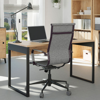 Escritorio Mesa De Ordenador Oficina Estudio, Patas Estructura Metálica Industrial 76x135x60cm, Briebe, Smuk, Madera