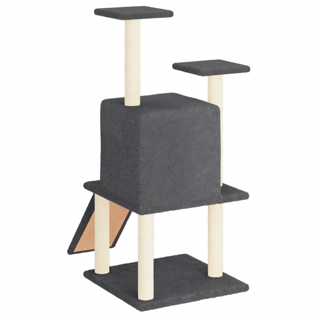 Rascador Para Gatos Con Postes De Sisal Gris Oscuro 110 Cm_4