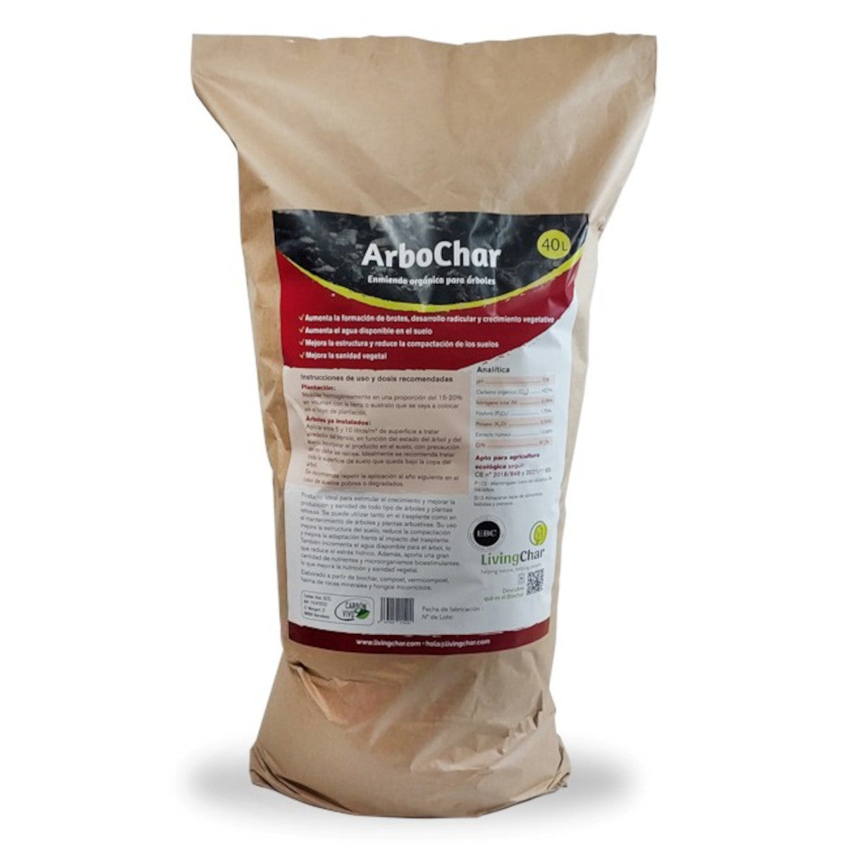 Arbochar - Enmienda con biochar para árboles- LivingChar 40L
