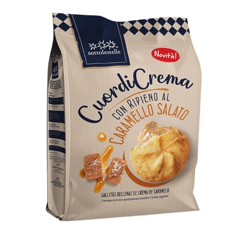 Galleta rellena de crema caramelo salado Sottolestelle 200g