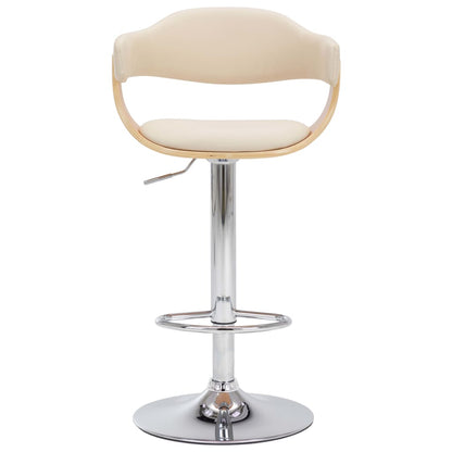 Taburetes De Cocina 2 Uds Madera Curvada Cuero Sintético Crema_1