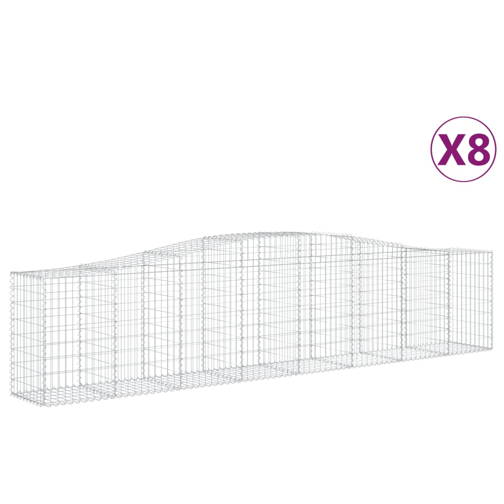 Cestas De Gaviones 8 Uds Forma De Arco Hierro 400x50x80/100 Cm_0