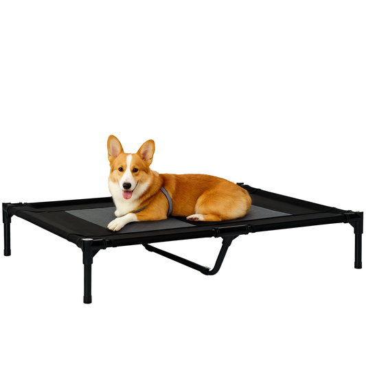 Pawhut Cama Elevada Para Perros Interior Y Exterior 92x76x18 Cm Negro_0
