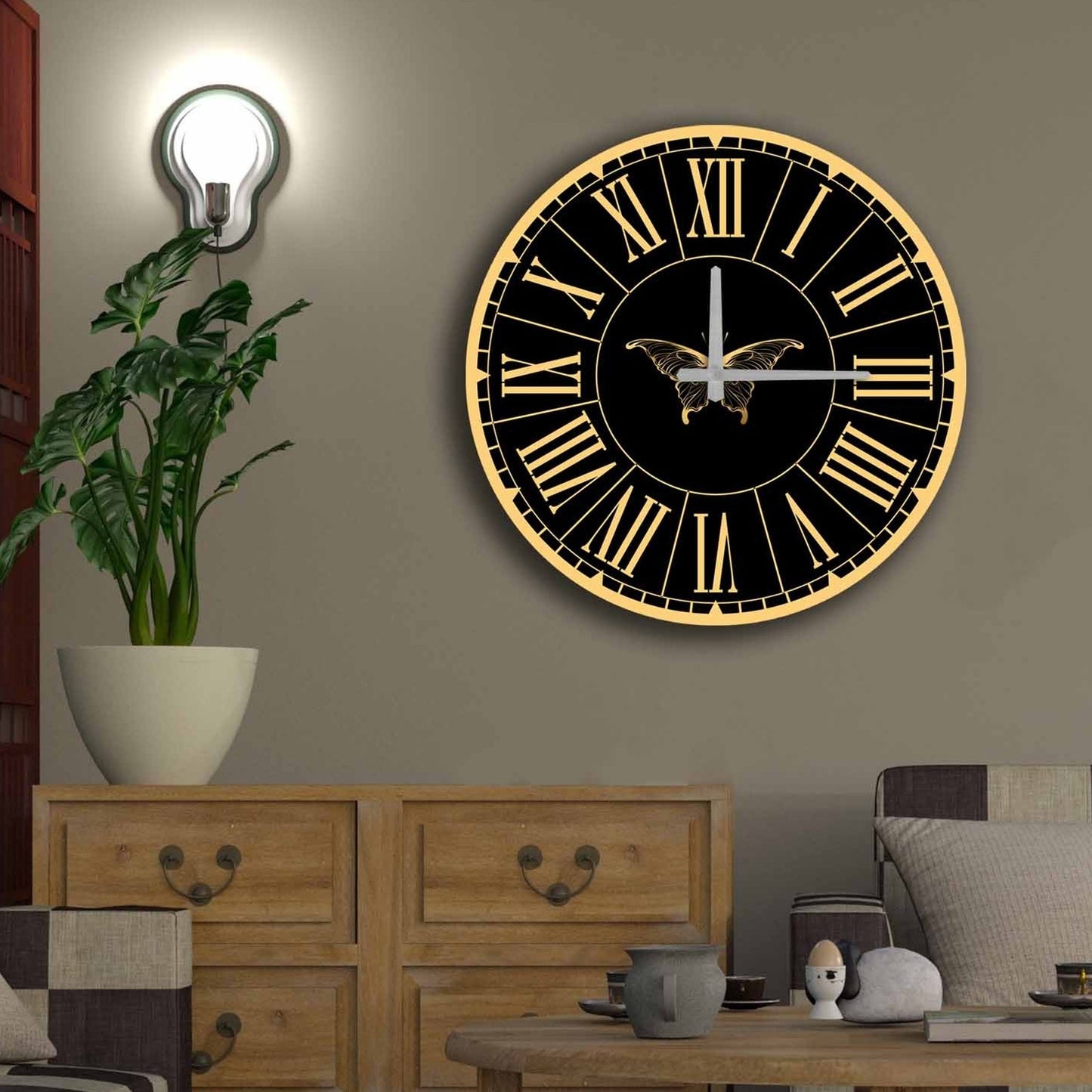 Reloj Mdf Dorado Y Blanco_1