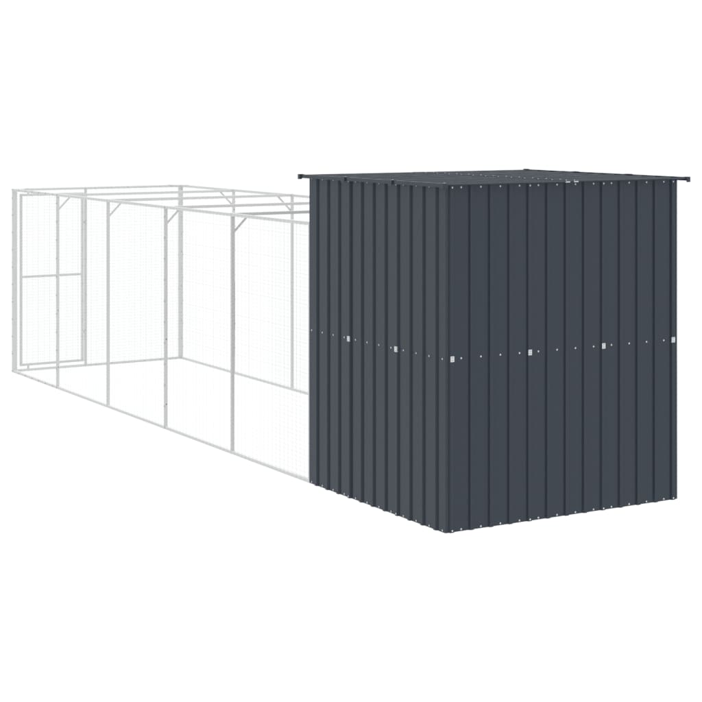 Caseta Perros Con Corral Acero Galvanizado Gris 165x659x181 Cm_4