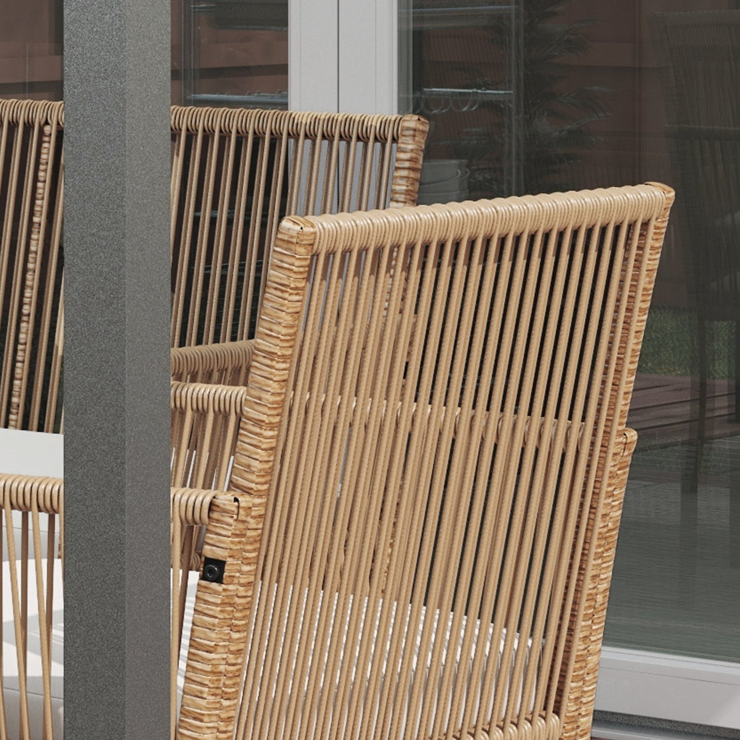 Outsunny Conjunto De Muebles De Jardín De Ratán Juego De 4 Piezas Beige_4