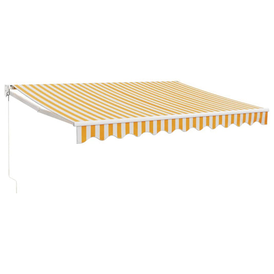 Toldo Retráctil Aluminio Y Tela Blanco Y Amarillo 3x2,5 M_0