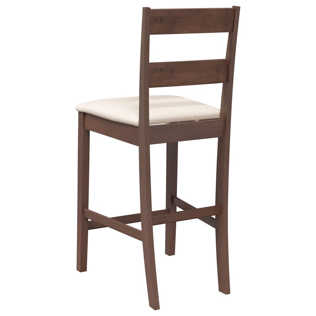 Taburetes De Bar Con Cojines 2 Uds Madera Maciza Marrón Caucho_5