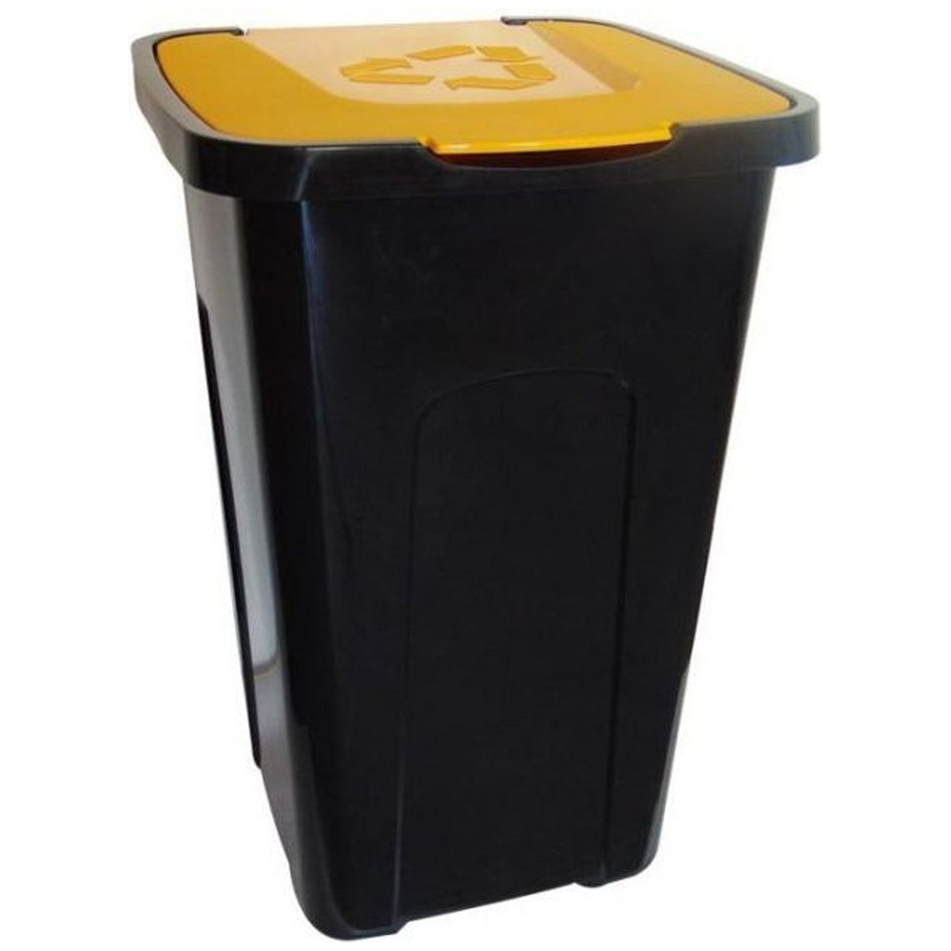 Papelera De Reciclaje En Polipropileno, Con Tapa, 50 Litros, 36,5x37x55,5 Tapa Amarilla_0