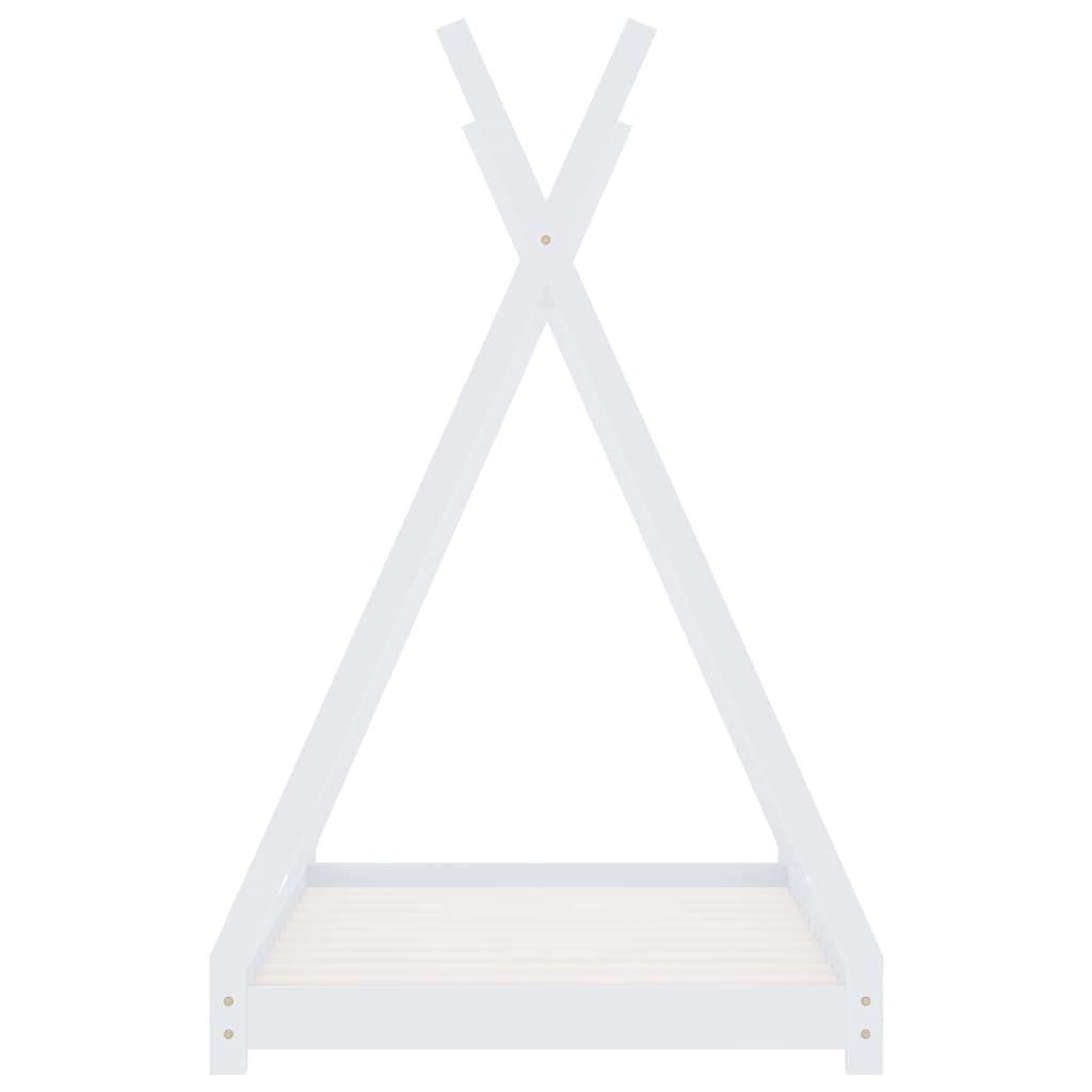 Vidaxl Estructura De Cama Infantil Madera Maciza Pino Blanca 70x140 Cm_3