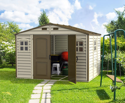 Caseta Jardín Woodside 10×8 Pvc Marfil/marrón_2