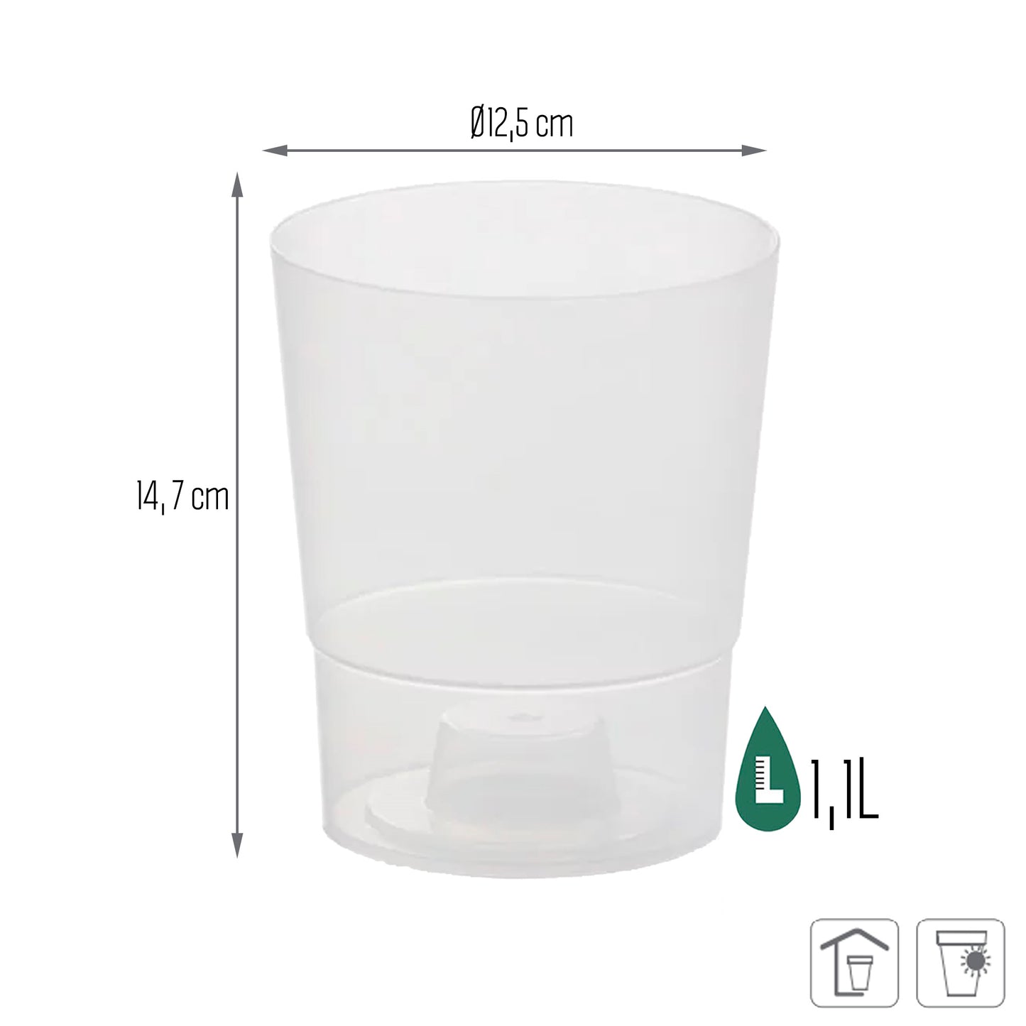 Maceta Coubi Orchid 1,1l., Dimensiones (mm) 125x125x147, Color Transparente Mate_2
