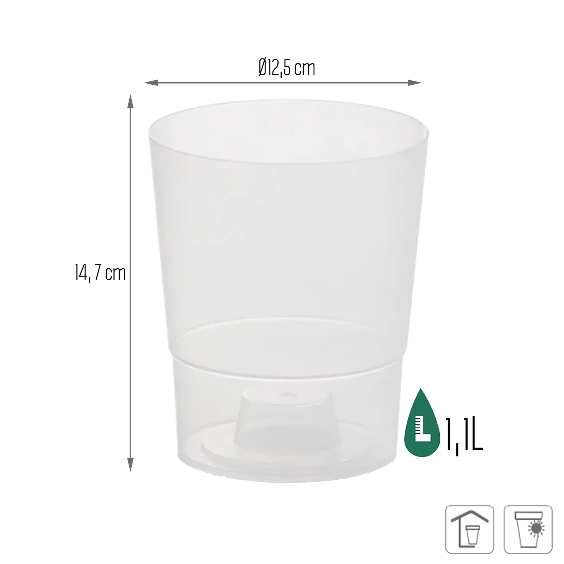 Maceta Coubi Orchid 1,1l., Dimensiones (mm) 125x125x147, Color Transparente Mate_2