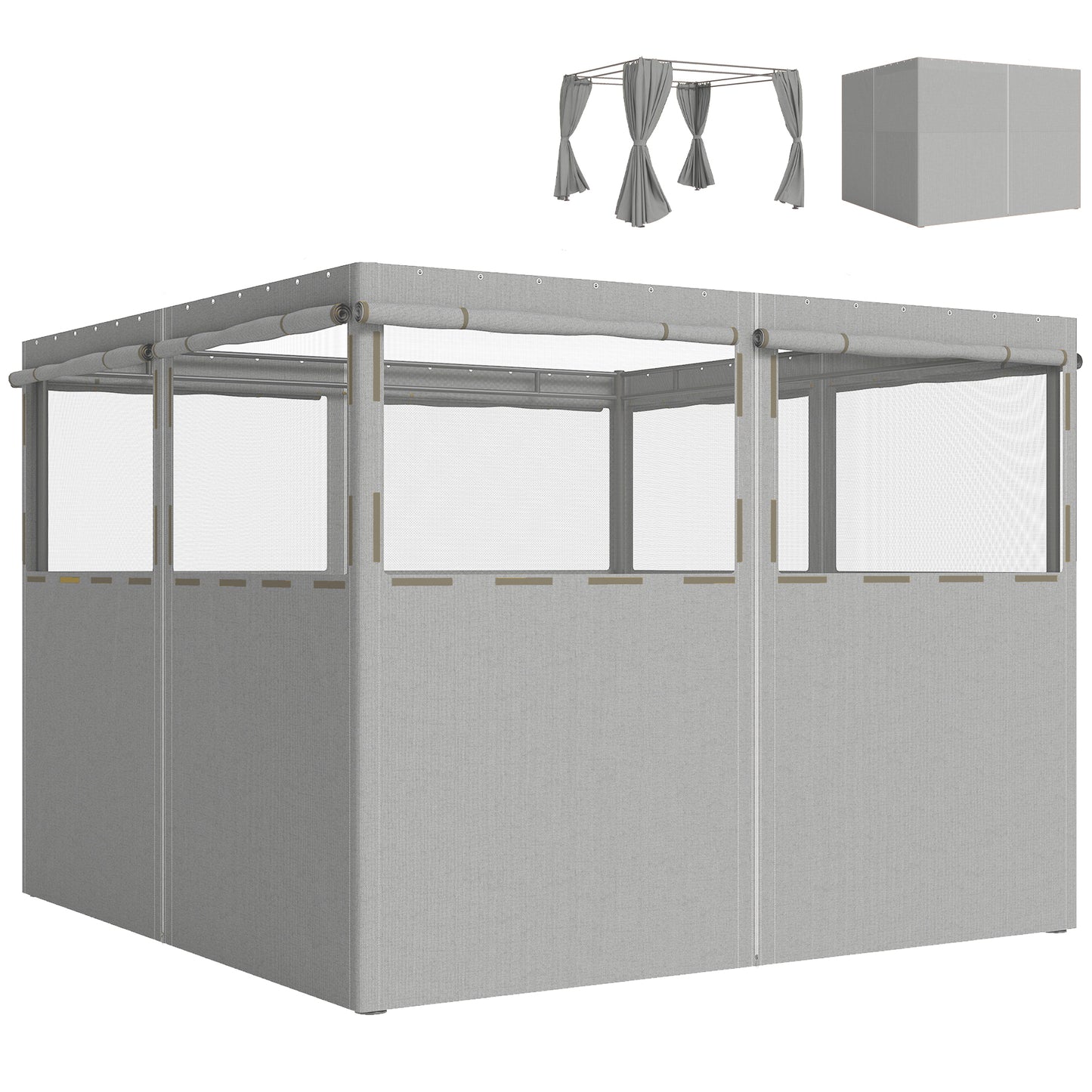 Outsunny 4 Paredes Laterales Para Cenador 3x3 M Protección Uv 30+ Gris Claro_0