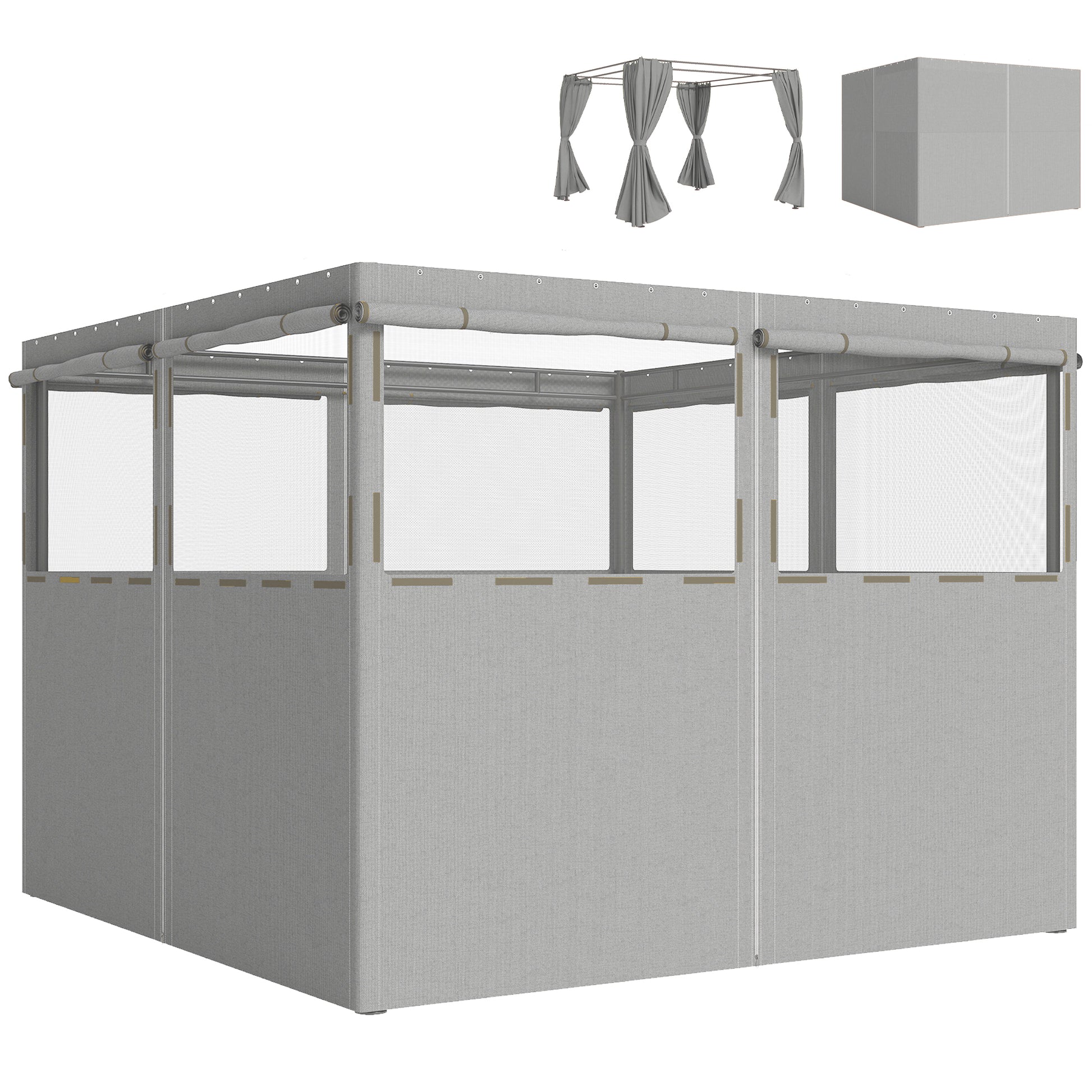 Outsunny 4 Paredes Laterales Para Cenador 3x3 M Protección Uv 30+ Gris Claro_0