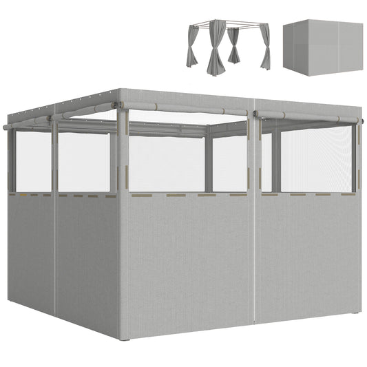 Outsunny 4 Paredes Laterales Para Cenador 3x3 M Protección Uv 30+ Gris Claro_0