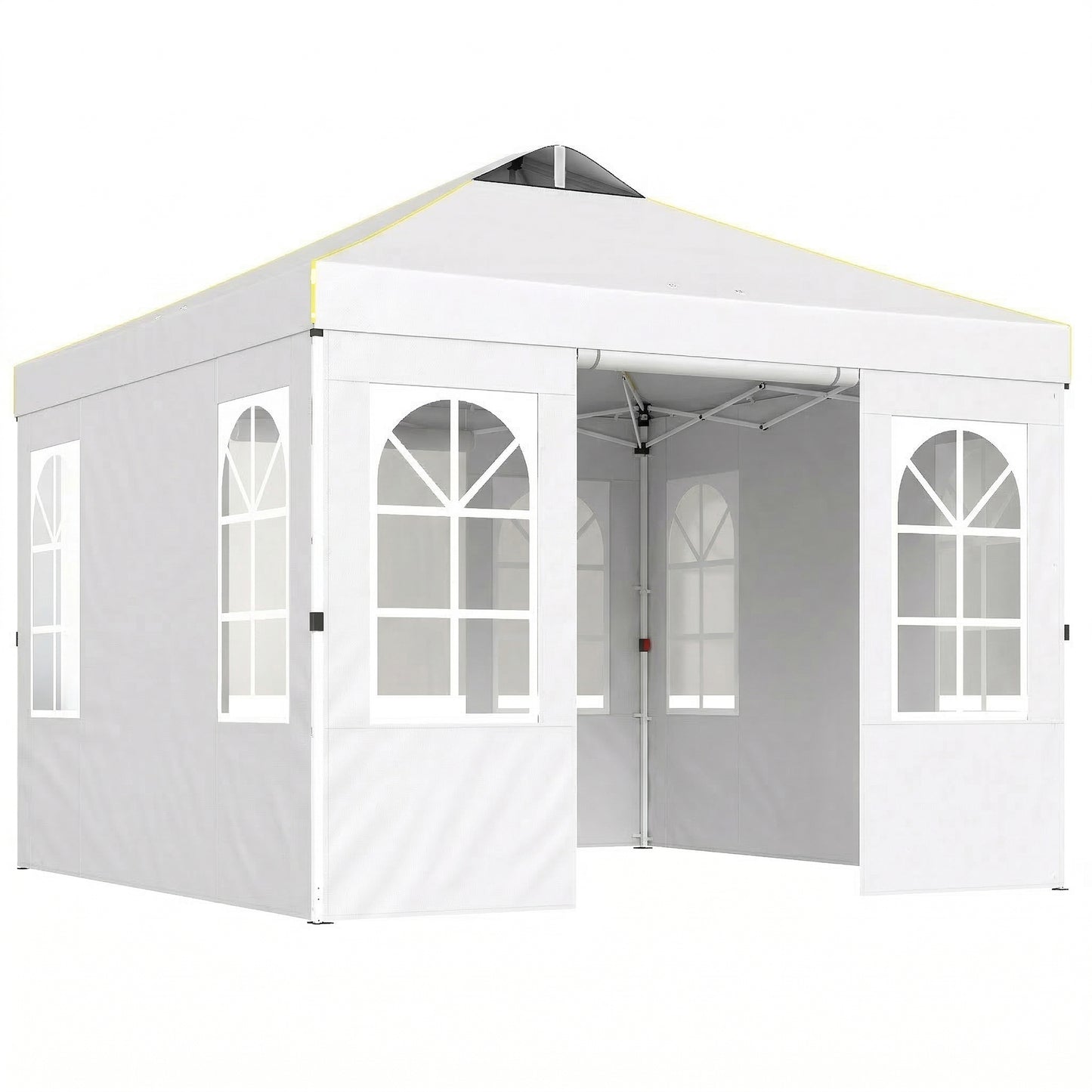 Outsunny Carpa Plegable 3x3m Pop-up Altura Ajustable Laterales Extraíbles Blanco_0