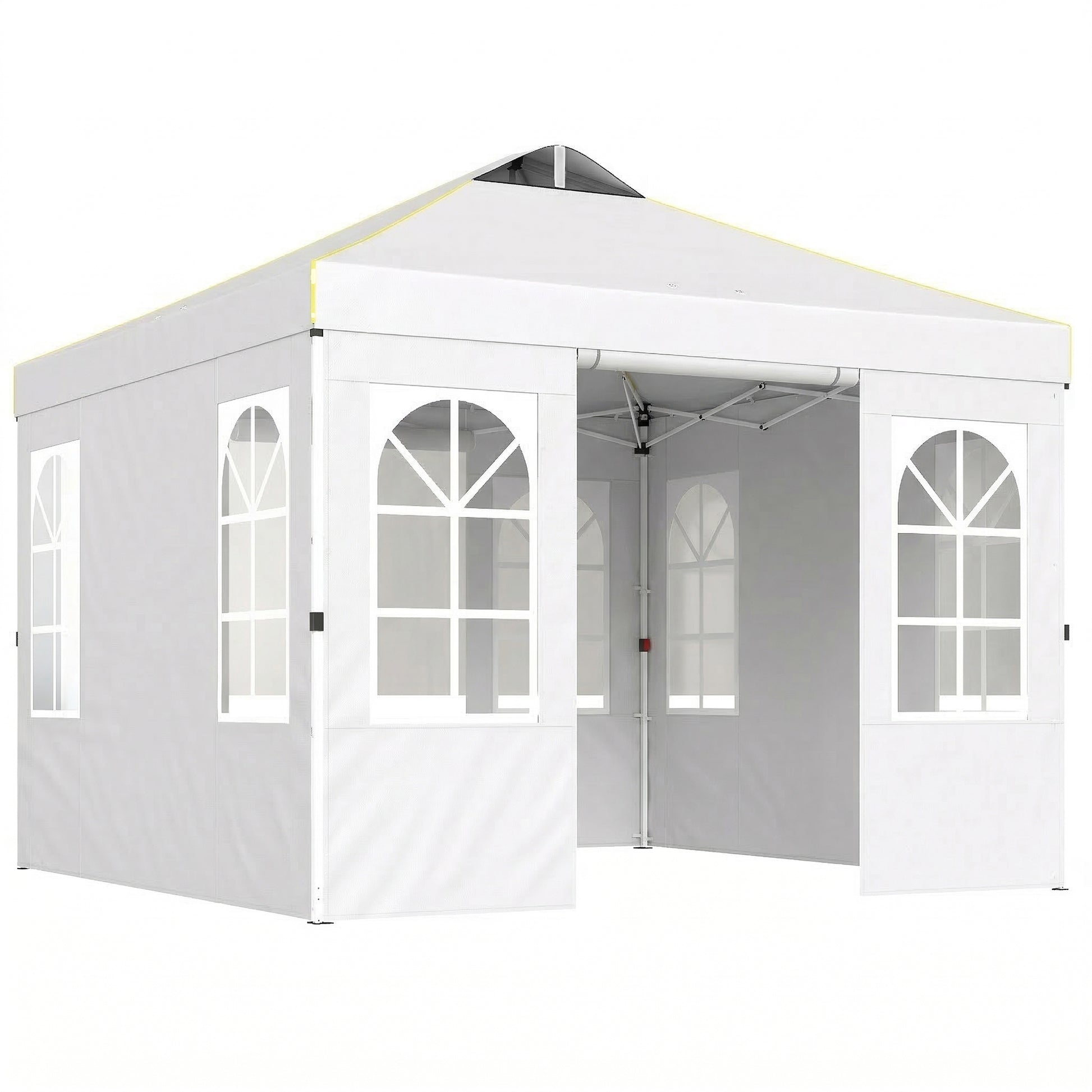 Outsunny Carpa Plegable 3x3m Pop-up Altura Ajustable Laterales Extraíbles Blanco_0