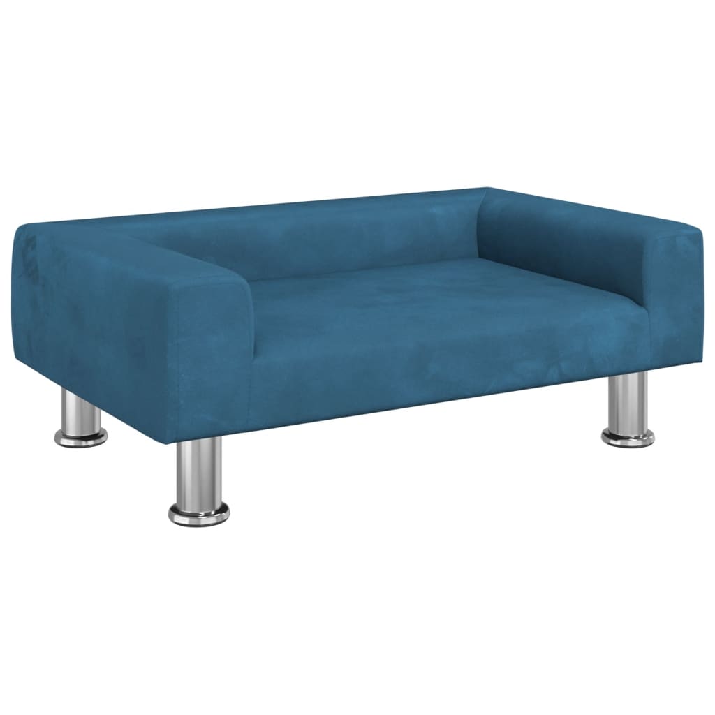 Cama Para Perros De Terciopelo Azul 70x45x26,5 Cm / Vetonek_3