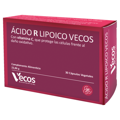 Ácido R Lipoico 600 Mg Vecos 30 Cápsulas | Potente Antioxidante | Con Vitamina C, Biotina Y Cromo_0