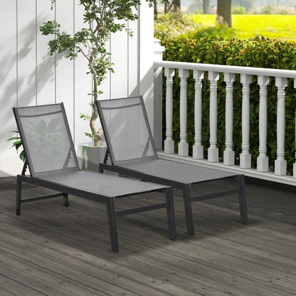 Outsunny Conjunto De 2 Tumbonas De Jardín De Aluminio 169x65x102 Cm Gris_1