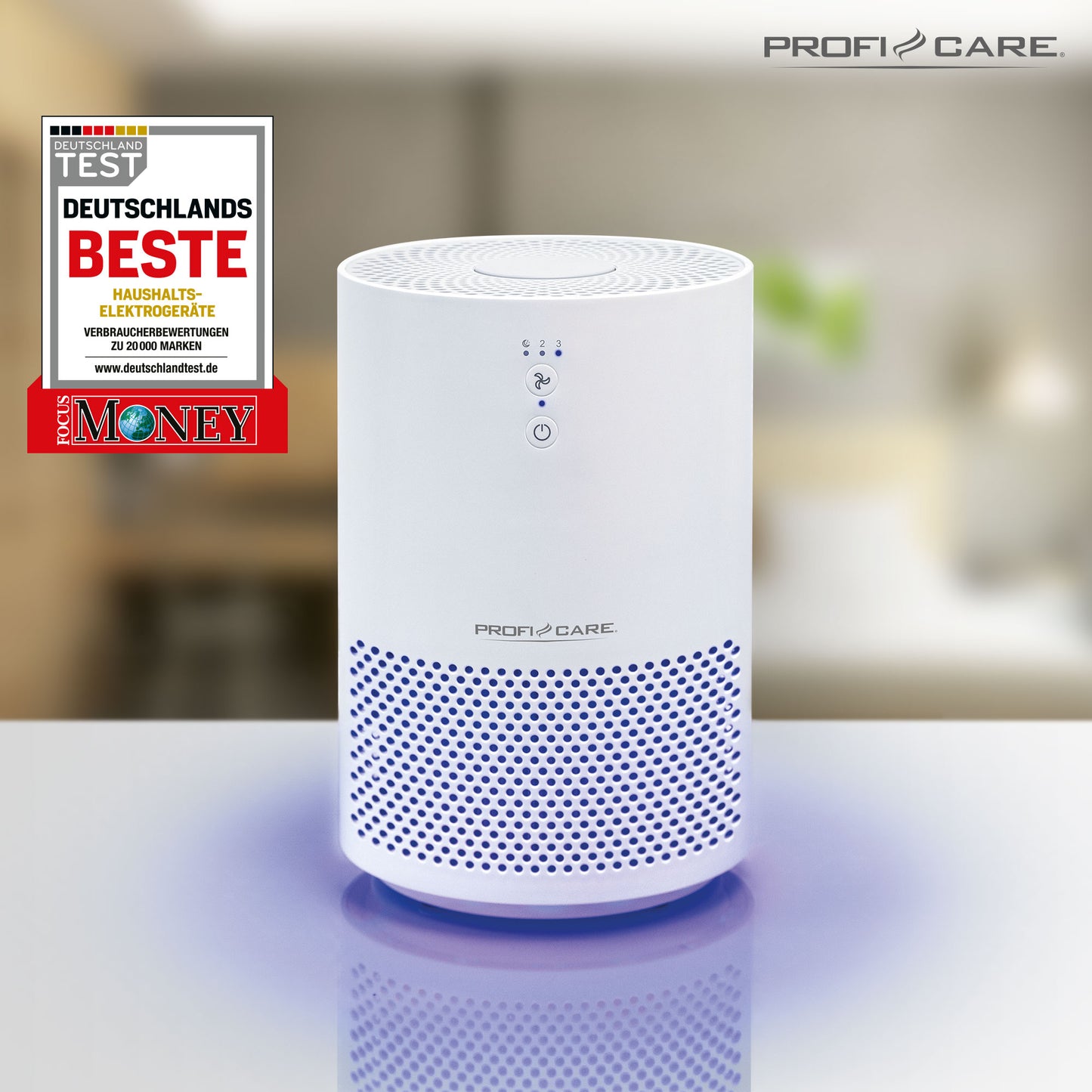 Purificador Aire Iónico, Filtro Hepa, Sistema 2 Filtros, 3 Niveles Potencia-iluminación Ambiental Proficare Lr 3075 Blanco