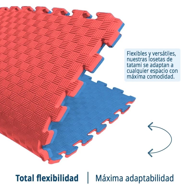 Artatami® Tatami Puzzle 1x1x40 mm Rojo - Azul Pack Ahorro【10 Unidades】 Alta Densidad EVA – Judo, BJJ, MMA y Lucha_2
