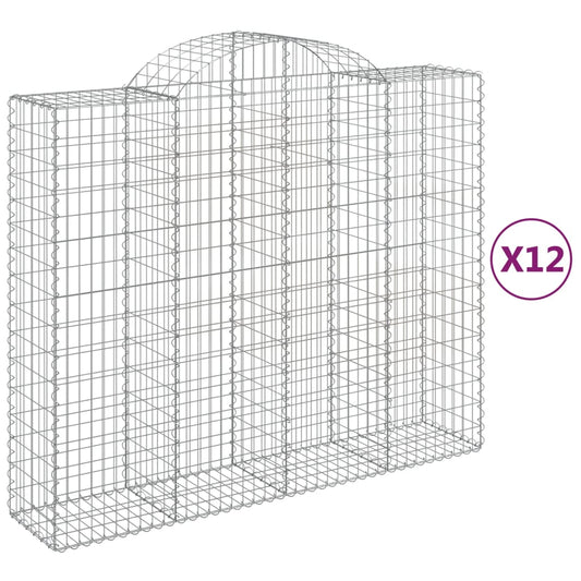 Cestas Gaviones 12 Uds Forma De Arco Hierro 200x50x160/180 Cm_0