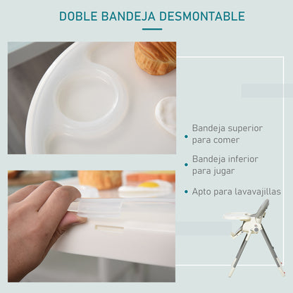 Homcom Trona Para Bebé Evolutiva Plegable De +6 Meses Altura Ajustable Ruedas Y_3