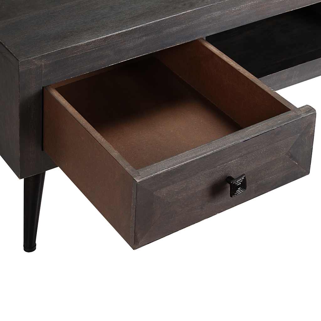 Mesa De Centro Madera Maciza De Mango 100x60x35 Cm_4